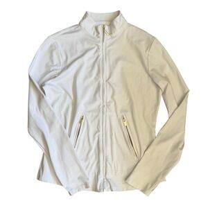 Cabana Life Sport Women White UV Protection Zip Up Jacket Thumbholes